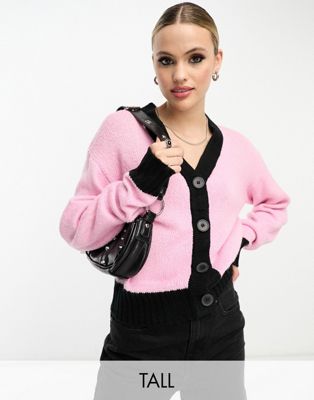 Violet Romance Tall cardigan with contrast trims in pink