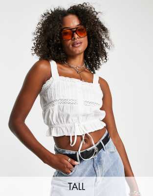 Crochet Crop Top Square Neckline - White