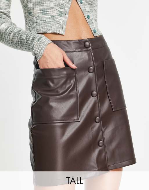 Chocolate brown 2025 leather skirt