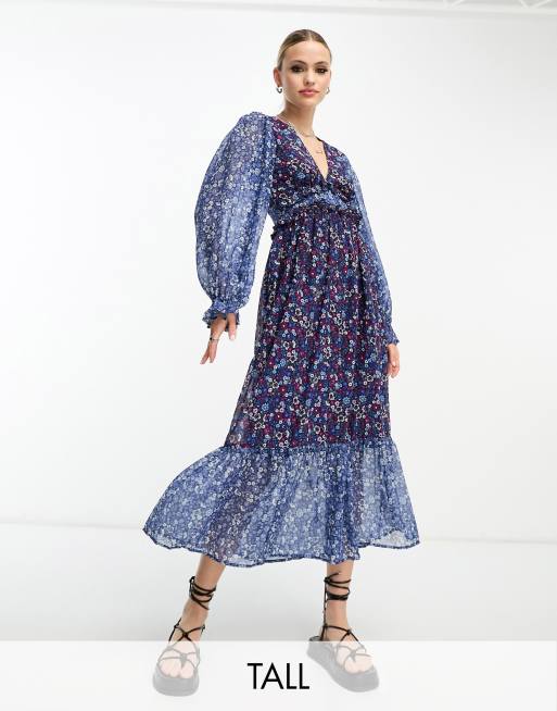 Tall Floral V Neck Midaxi Dress