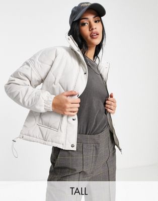Violet Romance Tall quilted jacket in stone-Neutral