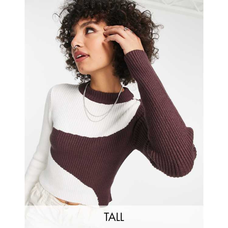 Color block crop sweater discount