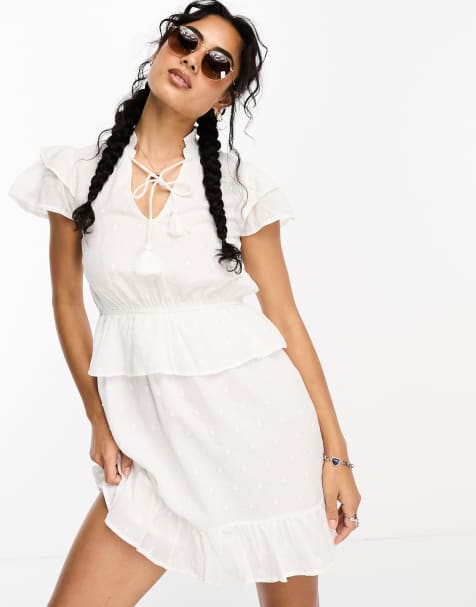 Violet Romance textured mini dress in white - view 1