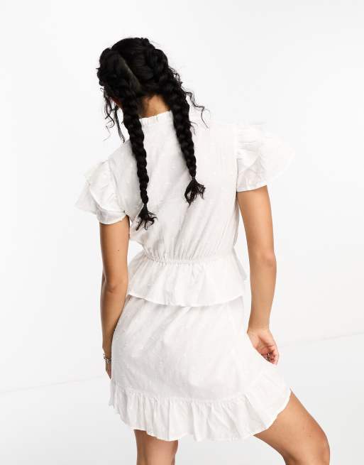 Violet Romance textured mini dress in white, 3 of 4