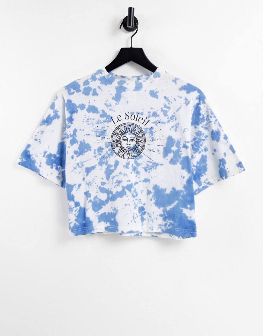 Violet Romance tie-dye graphic print T-shirt-Blues