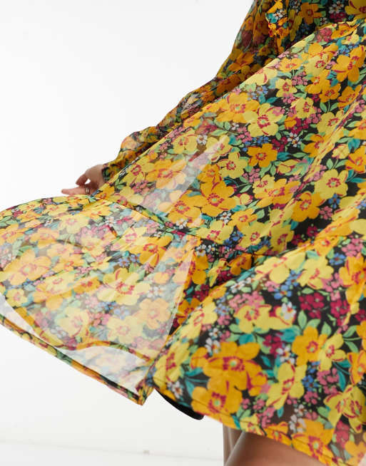 Violet Romance tiered chiffon mini dress in floral print | ASOS