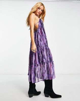 Violet Romance tiered halter neck midi dress in tie dye - ASOS Price Checker