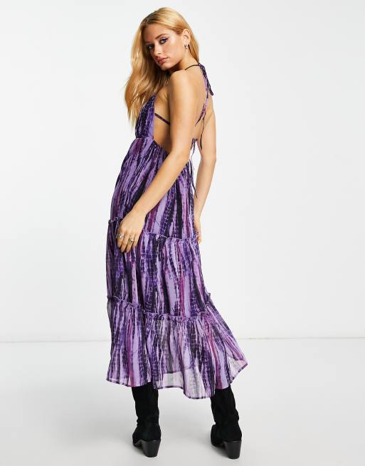 Violet Romance tiered halter neck midi dress in tie dye | ASOS
