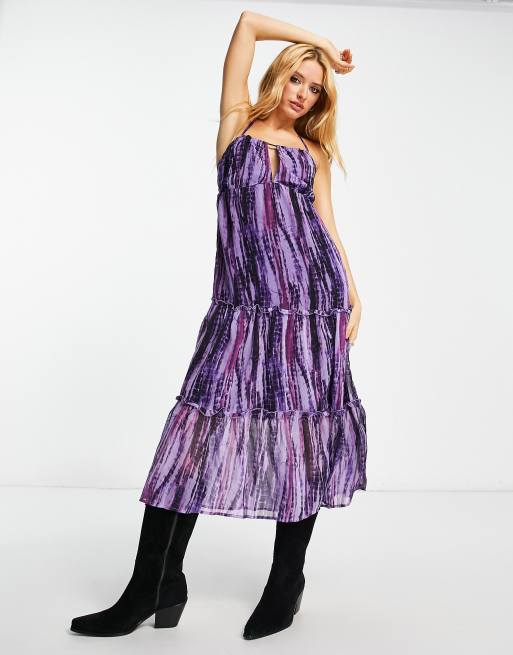 Violet Romance tiered halterneck midi dress in tie dye ASOS