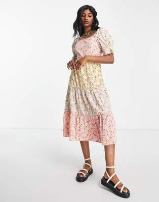 midaxi tiered dress
