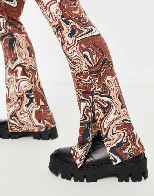 Violet Romance wide leg jersey pants in marble print (part of a set), 3 of 4