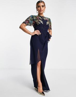 Virgos Lounge Ariann classic maxi dress with embellishment in navy