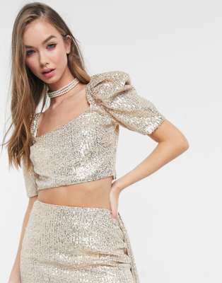 sequin embellished crop top