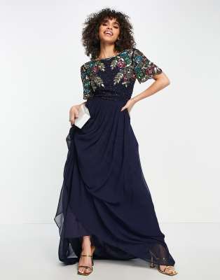 Embellished maxi dress clearance navy