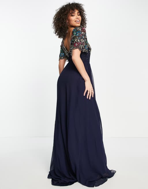 Virgos Lounge embellished maxi dress in navy