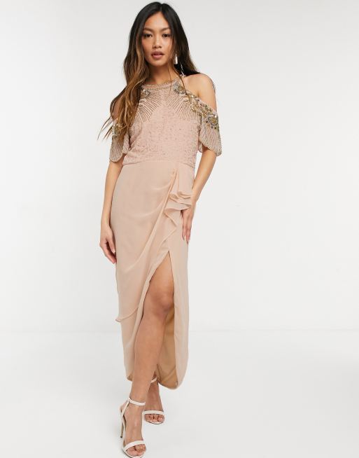 Blush cold shoulder outlet dress