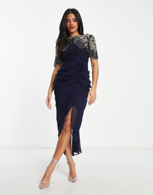 Asos navy sequin dress hotsell