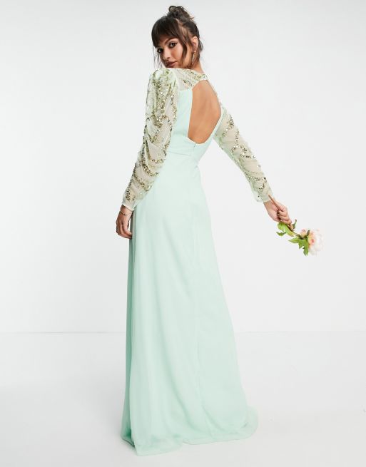 sage bridesmaid dresses asos One Shoulder Mint Green Bridesmaid Dresses Plus Size Maternity Long Bridesmaid Dresses ARD1136