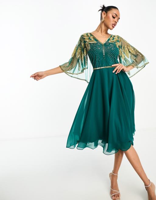 Virgos Lounge maxi cape dress in teal 