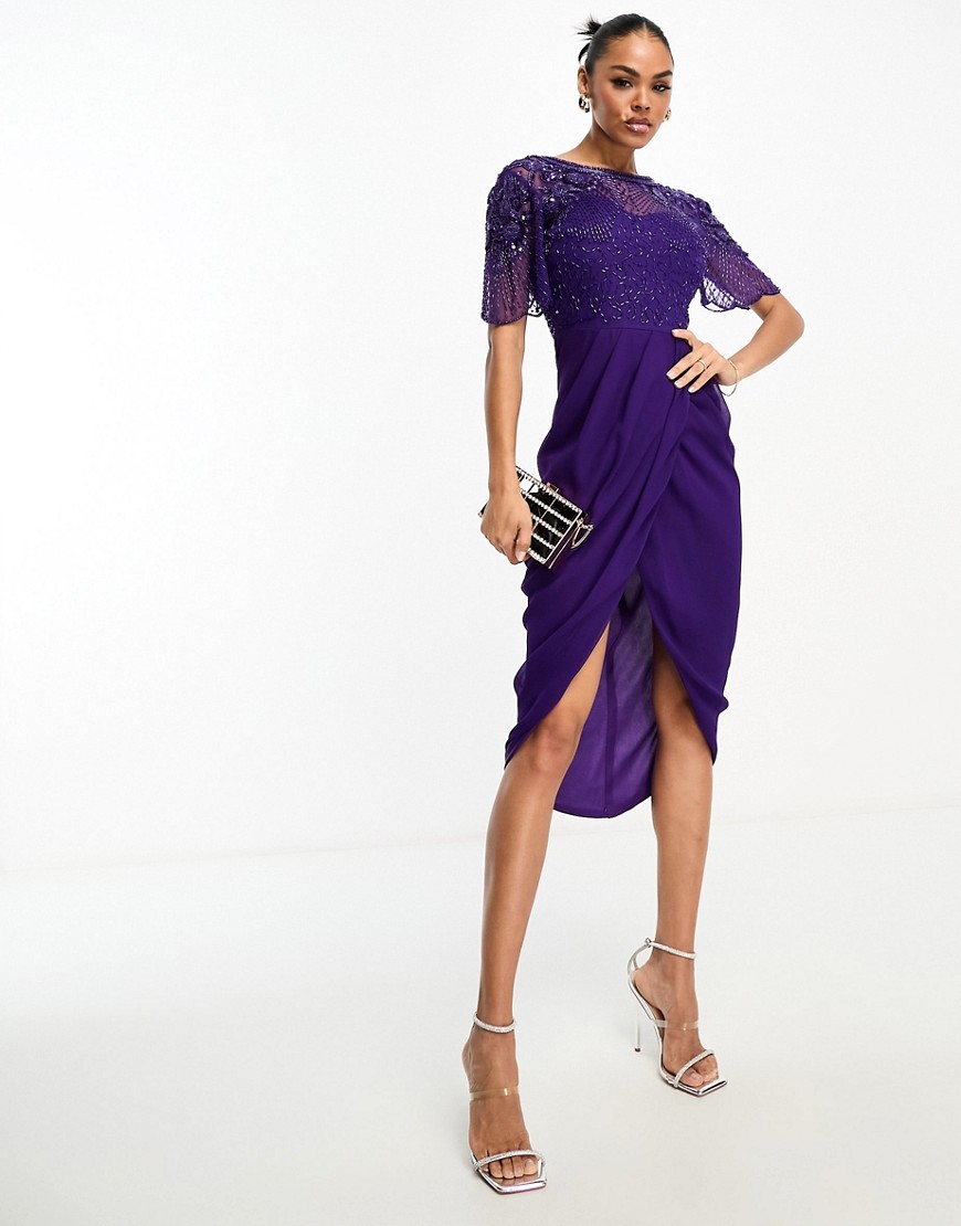 Virgos Lounge nicola midi dress with embellishment details in purple