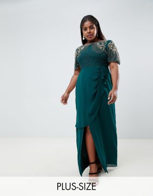 embellished green maxi dress