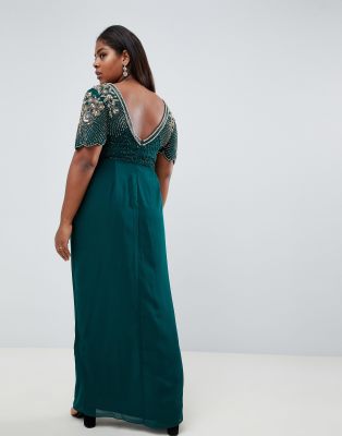 green embellished maxi dress