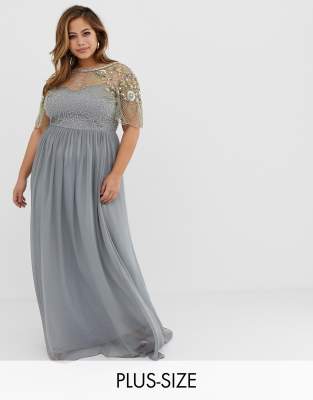 gray maxi dress with sleeves