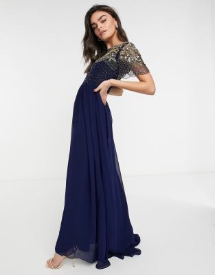 Virgos Lounge Raina embellished maxi dress in navy