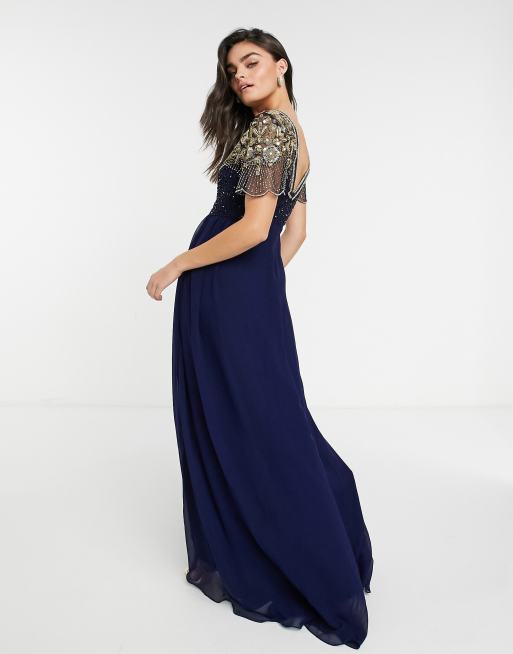 Virgos Lounge Raina embellished maxi dress in navy