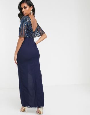 long sleeve party maxi dress