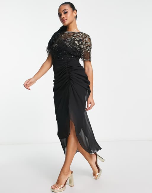 Cocktail dress with sheer 2024 overlay