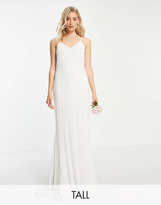Virgos Lounge Tall – Bridal – Biała sukienka na ramiączkach ze zdobieniami