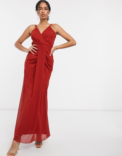 Virgos Lounge - Vestito lungo rosso con spalline 