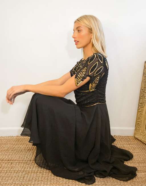 ブランド直営 ビルゴスラウンジ レディース ワンピース トップス Virgos Lounge Wrap Front Embellished Midi Dress With Pleated Skirt In Black Black セール開催中 Harb Law Com