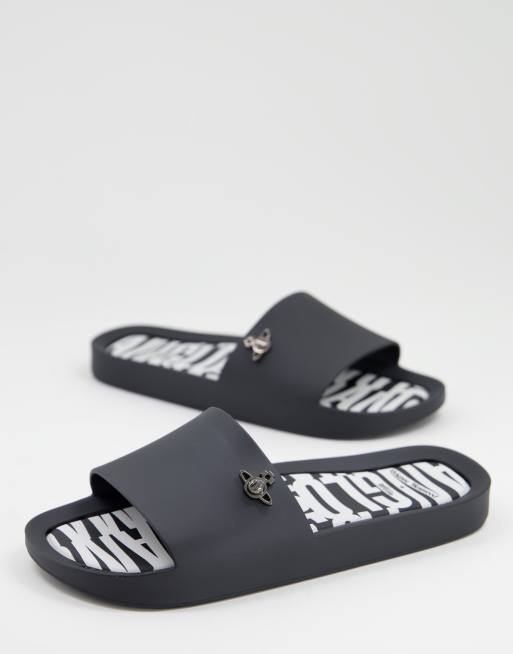 Vivienne Westwood by Melissa beach sliders in black orb