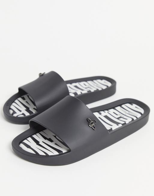 Vivienne Westwood by Melissa beach sliders in black orb