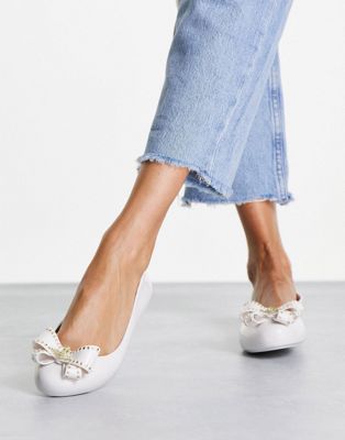 Vivienne Westwood by Melissa sweet love bow orb flat shoes in white