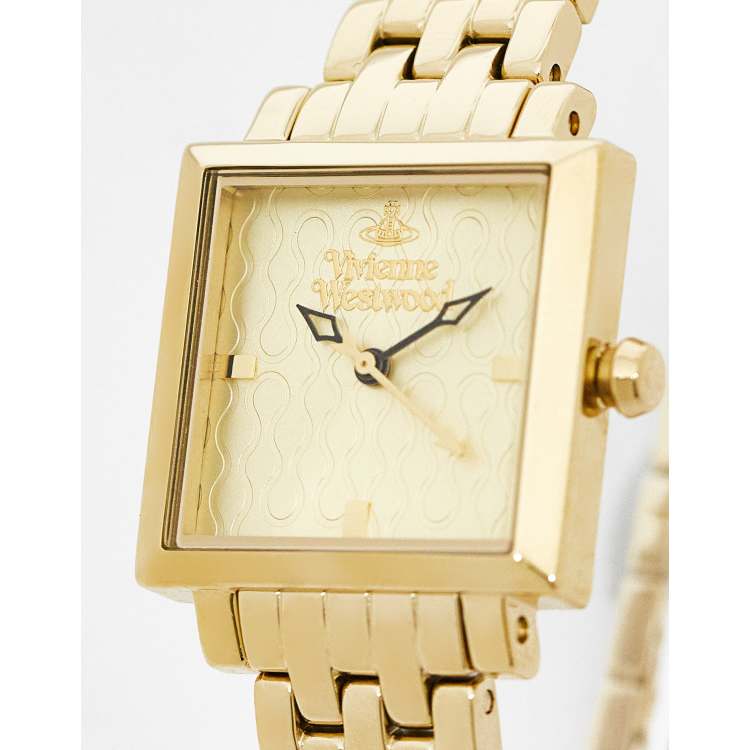 Vivienne Westwood Exhibitor watch with square dial in gold