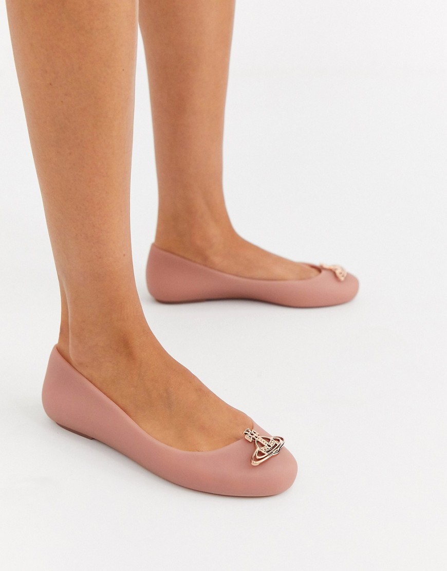 Vivienne Westwood for Melissa — Beige falde sko med logo