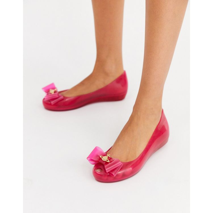 Vivienne Westwood for Melissa bow trim flat shoes in pink | ASOS