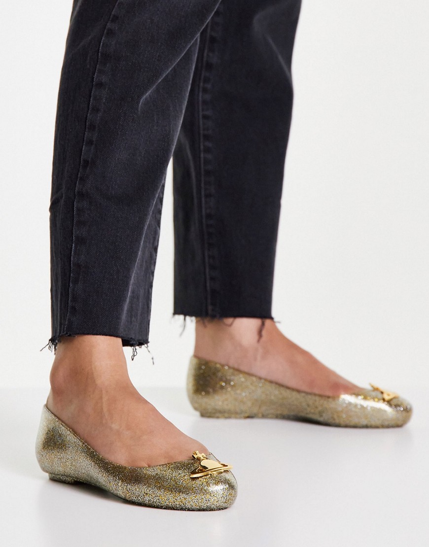 Vivienne Westwood for Melissa glitter orb jelly shoes in gold