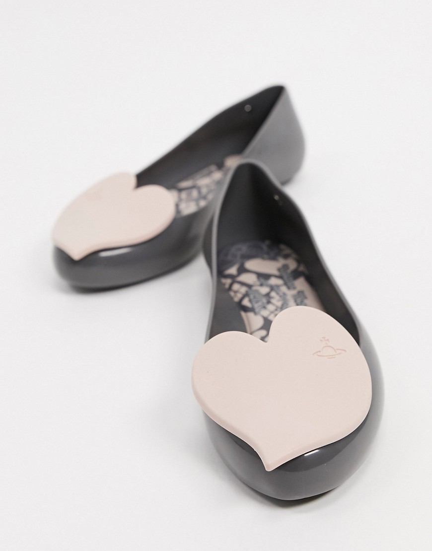 Vivienne Westwood for Melissa heart flat shoes in slate-Grey