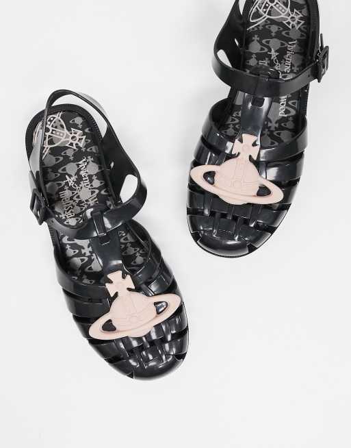 Vivienne Westwood for Melissa logo jelly shoe in black ASOS