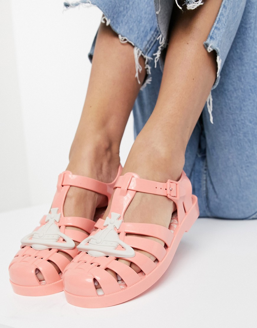 Vivienne Westwood For Melissa Logo Jelly Shoe In Coral-pink