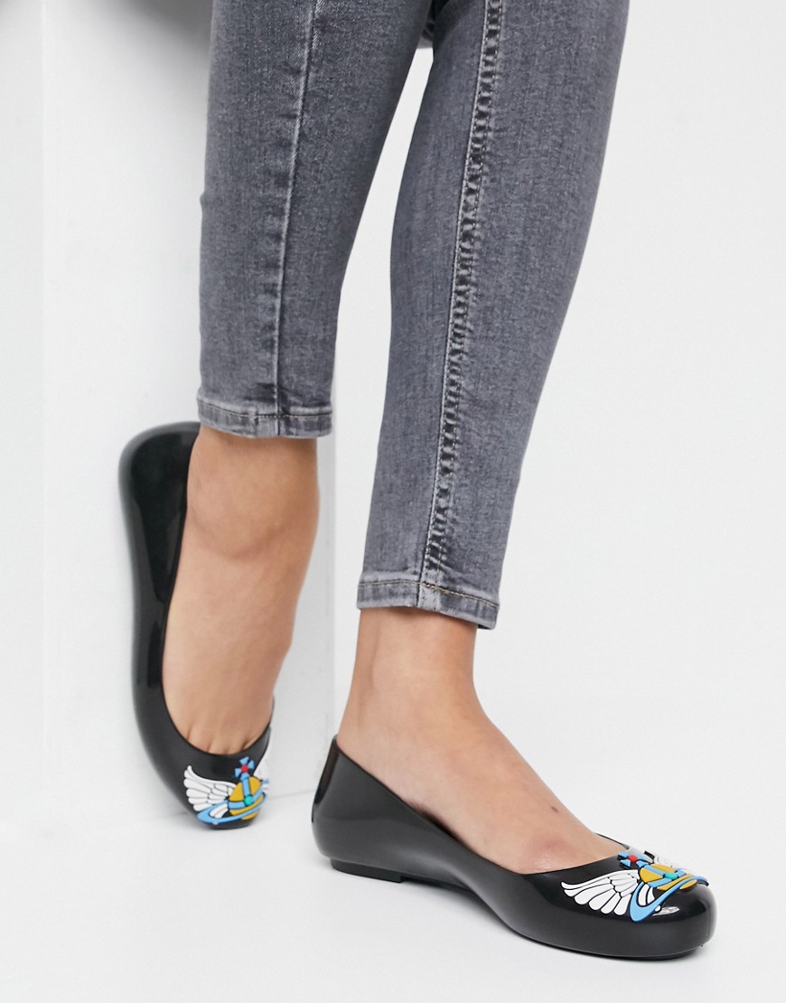 Vivienne Westwood for Melissa - Platte schoenen met vleugellogo in zwart