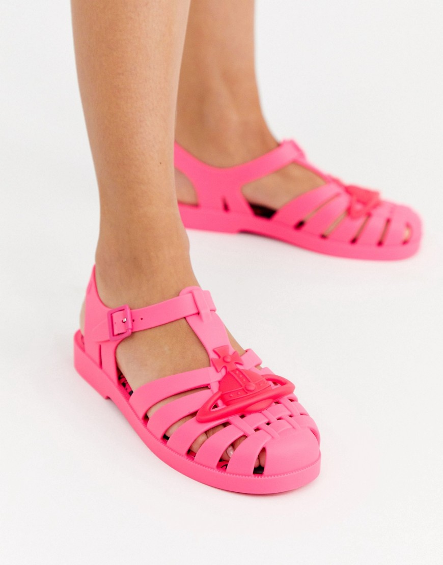 Vivienne Westwood for Melissa - Rubberen sandalen met logo in roze