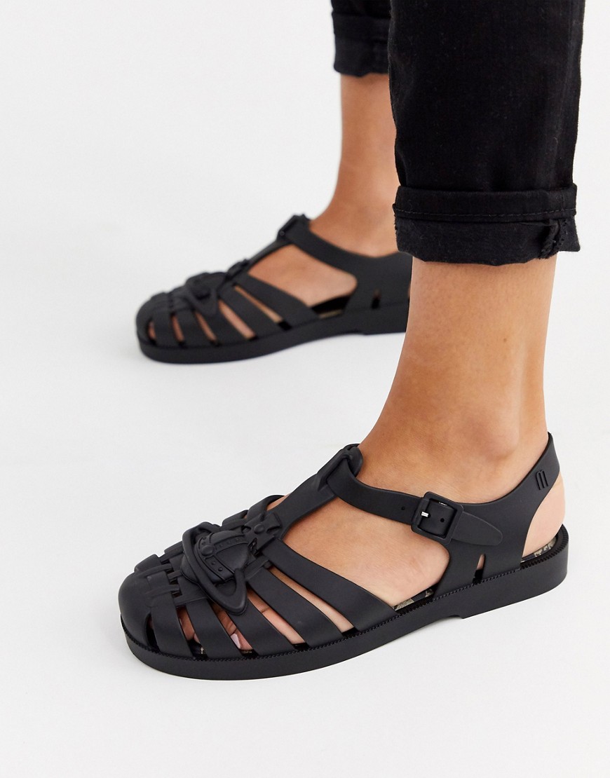Vivienne Westwood for Melissa - Rubberen sandalen met logorand in zwart