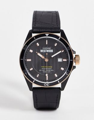 Vivienne Westwood leather strap watch in black