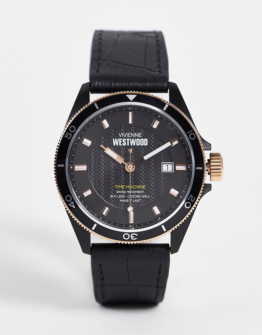 Vivienne Westwood Leather Strap Watch In Black