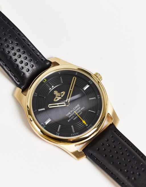 Vivienne Westwood - Montre avec logo orbe en cuir - Noir, 3 de 4